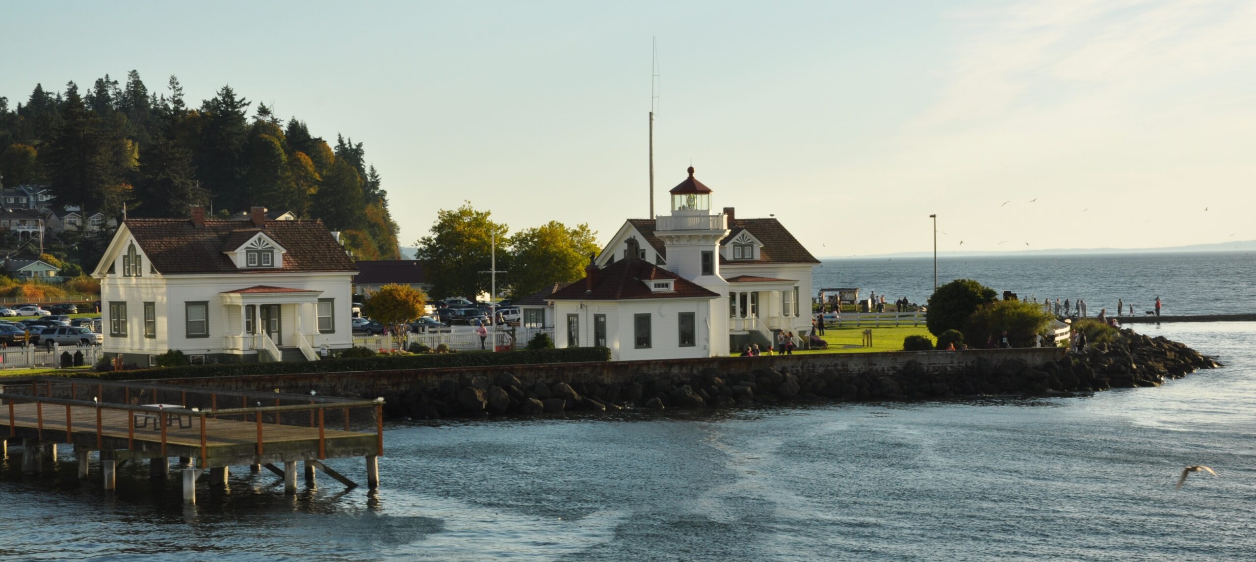 view of lighthouse and buildings on water